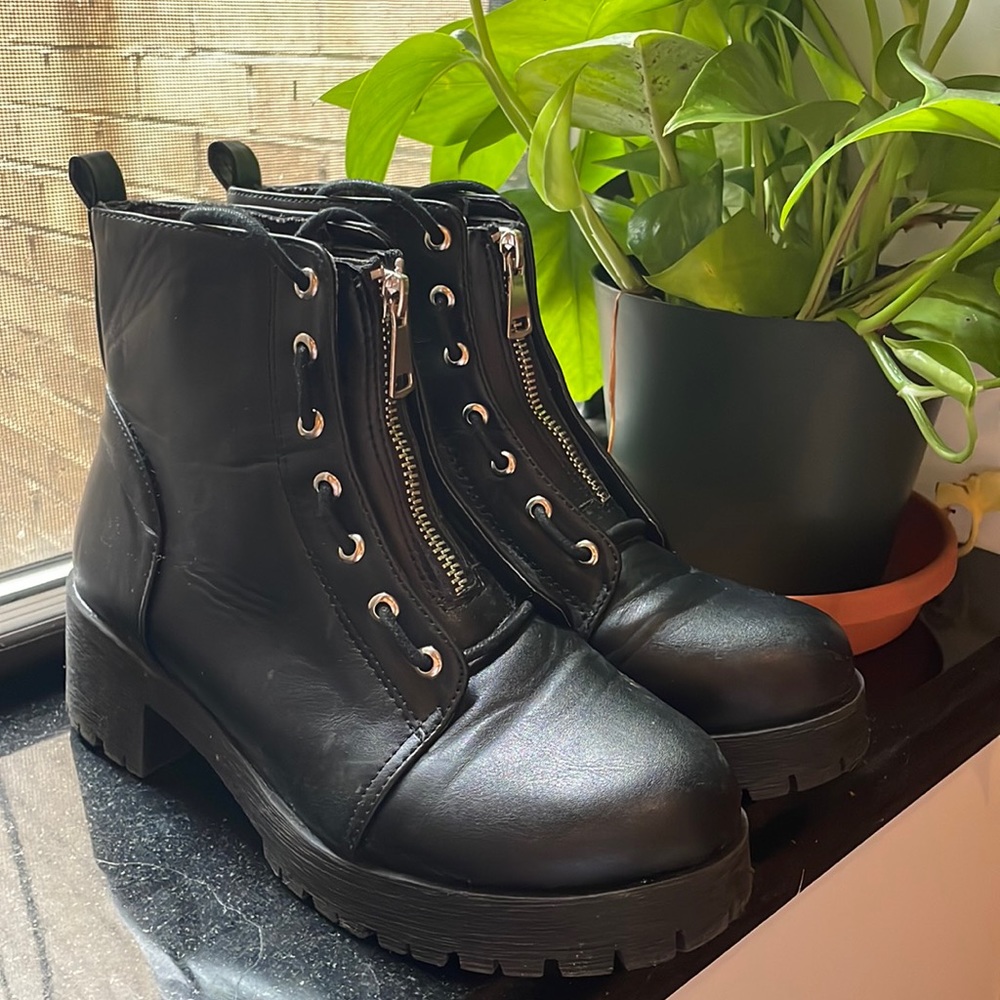 Zip up combat boots
